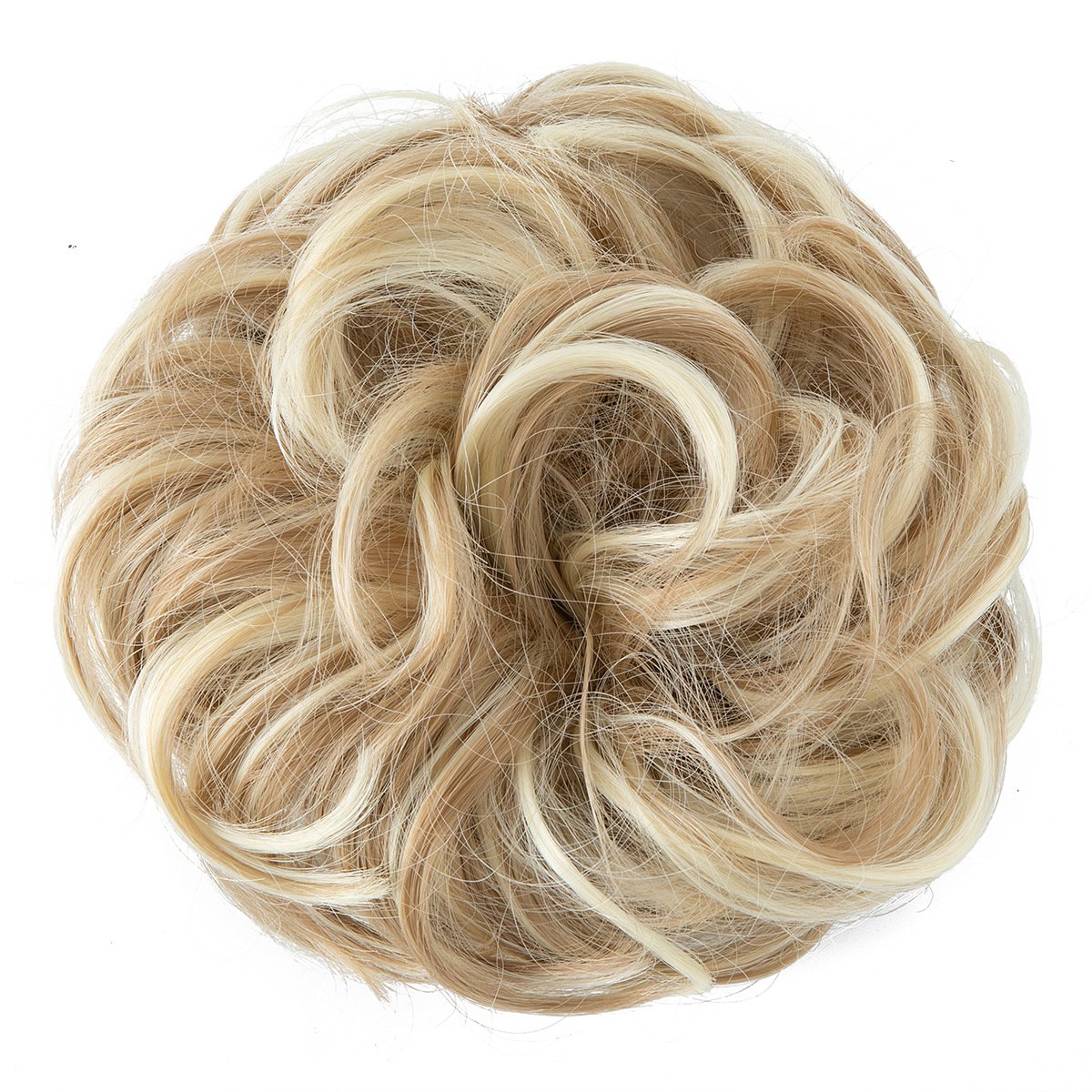 Haarstuk met volumineuze knot met grote golven, synthetische knot voor dames in vuilblond, paardenstaart-haarextensies, dik en dicht haarstuk
