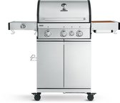 BURNHARD® 3 Branders gasbarbecue FRED Deluxe BLACK Series 3 incl. achterbrander, keramische 900°C infraroodbrander, zijkookplaat, RVS grillrooster + uitklapbare zijtafels