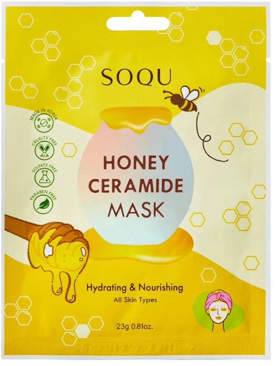 Soqu Honing Ceramide Masker / Hydraterend bladmasker met honing en ceramiden 1 st