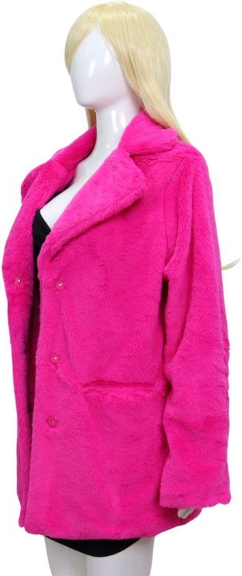 Manteau en fausse fourrure rose Joya Kids pour Adultes | Manteau de Bont pour femme | Mauvais manteau de fourrure de proxénète | Chaud et doublé | Avec Boutons-pressoirs et poches | Déguisements | Costume d'Halloween et de Carnaval | Taille L