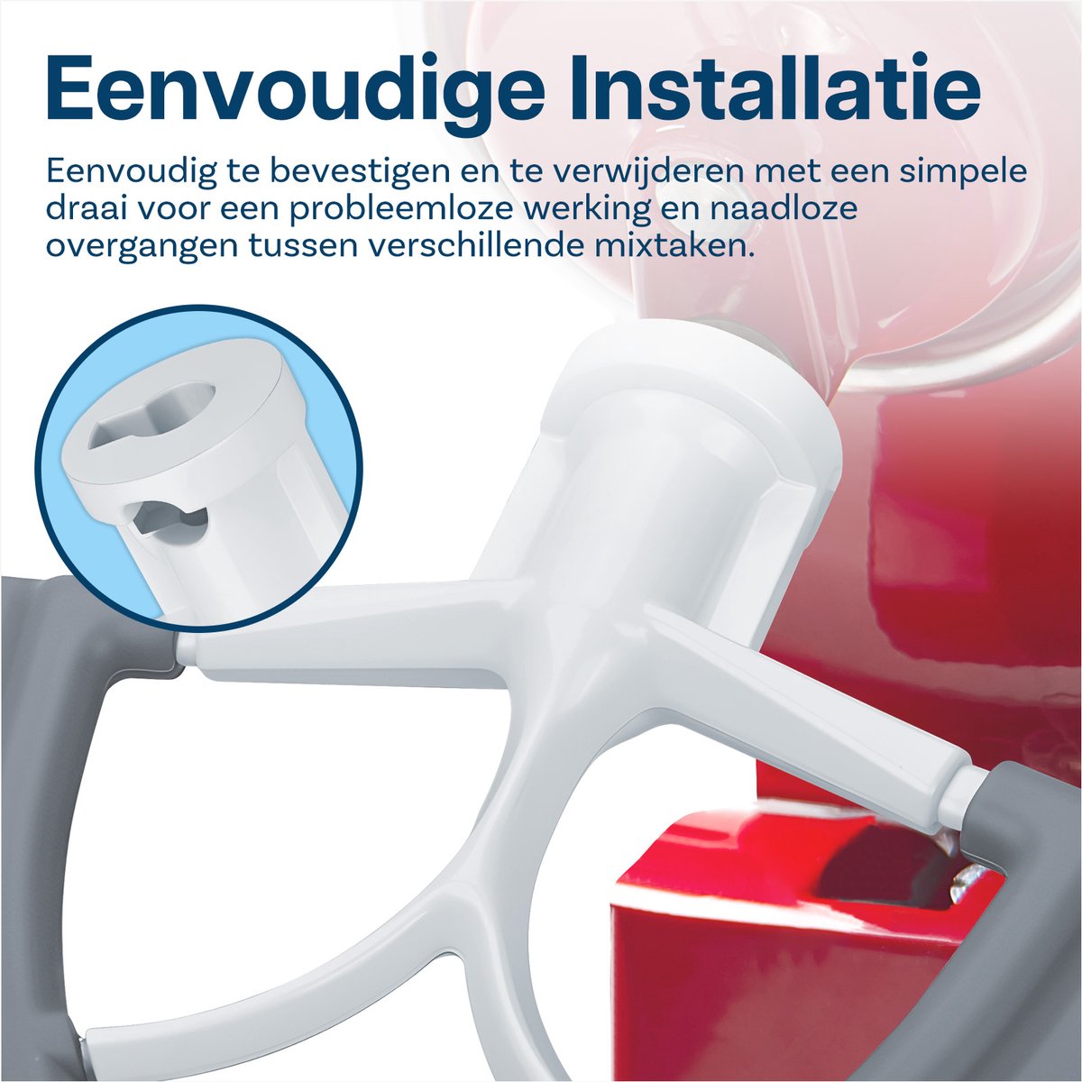Flex Edge Klopper voor KitchenAid 4,5-5 Quart Tilt-Head Stand Mixers Artisan & Classic Series van MMOBIEL – Aluminium Platte Mixer Paddle met Flexibele Siliconen Randen - Komschraper – Enkel Handwas thumbnail 4