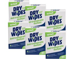 Drywipes - anti transpiratie wipes - 6 pak - 6x10=60 anti transpiratie doekjes - Voordeelverpakking