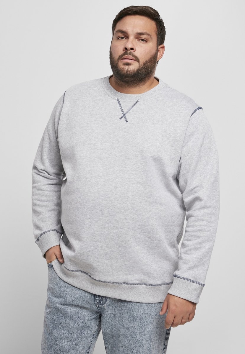 Urban Classics Organic Contrast Flatlock Stitched Sweater/trui S Grijs