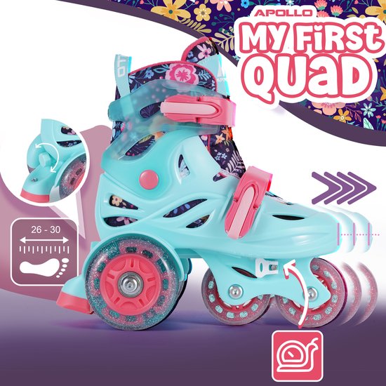 Rolschaatsen voor kinderen, voor meisjes, jongens en beginners, 4 maten, verstelbare quad skates, geschikt voor binnen en buiten (roze, L (38-41