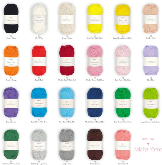 Micha Yarns - Candy à Cotton - 100% coton - 5 pelotes - 50 grammes - 170 mètres - Crème (002)