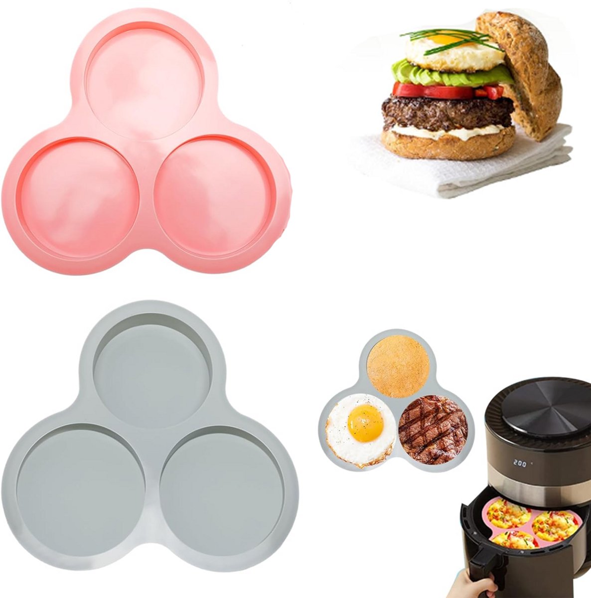 6 stuks siliconen bakvormen met antiaanbaklaag voor airfryer