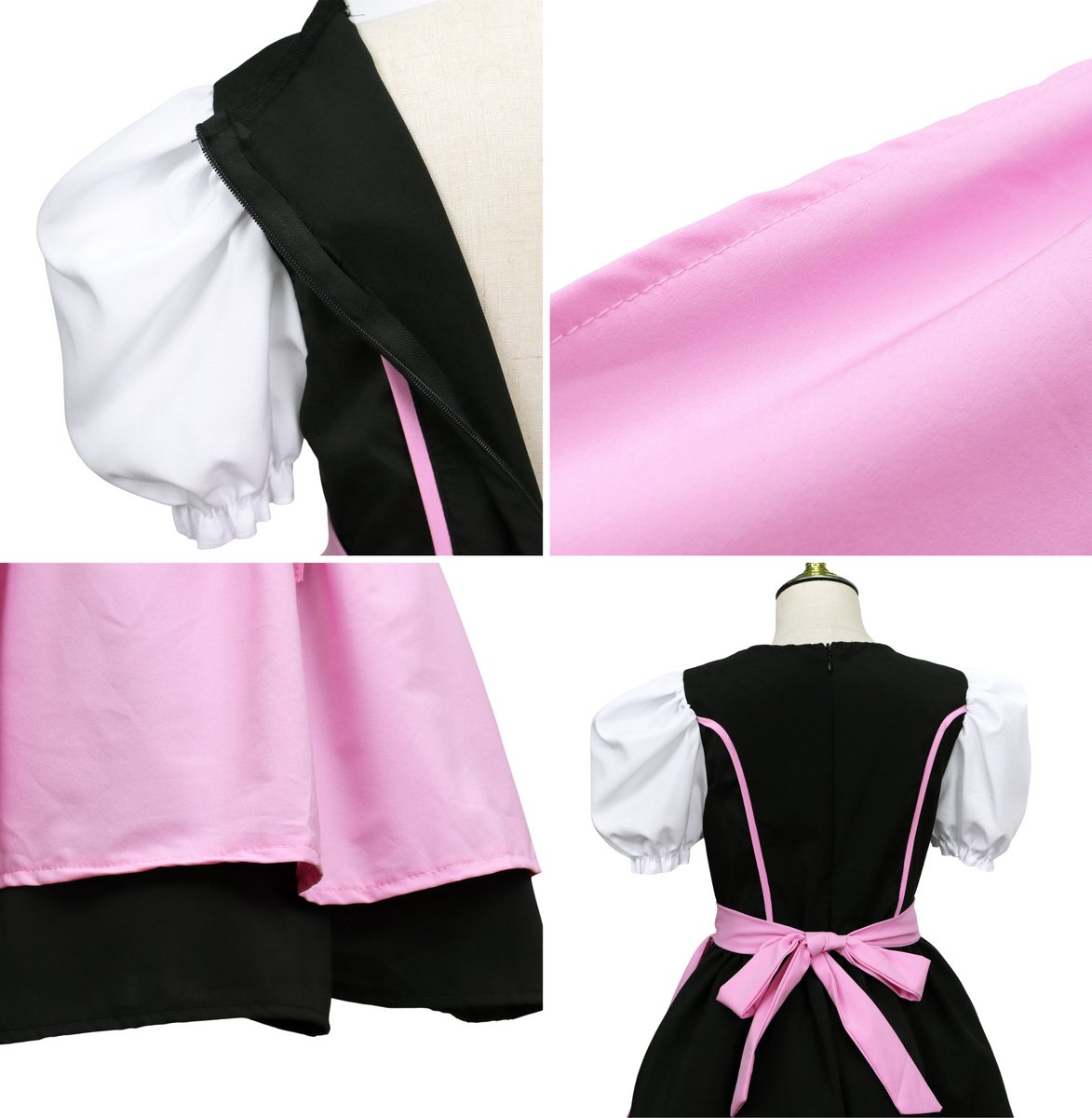 Joya Kids® Dirndl Verkleedjurk Kind | Oktoberfest Jurk Meisje | Roze & Zwart Tiroler Verkleed Jurk | Stretch Verkleedkleding Carnaval Halloween | — afbeelding 5