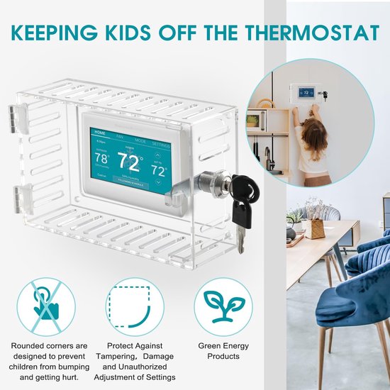 usefulbeauty Vergrendelingsbehuizing voor wandthermostaat, transparante
