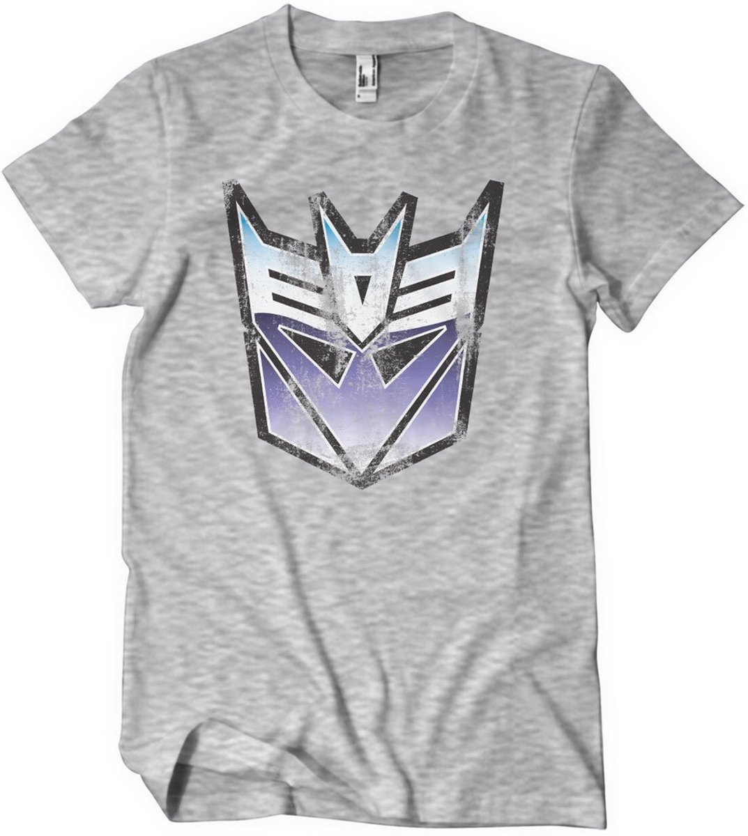 Transformers Distressed Decepticon Shield T-shirt Heathergrey