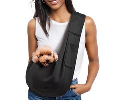 Honden Draagtas - Met Veiligheidsgesp - Honden Draagzak - Draagtas voor honden - Hondendraagtas - Verstelbare Schouderband - Dierendraagtas - Schouder Hondentas - Reistas Kat - Huisdieren Reistas - Hondentas tot 6 kg - Zwart