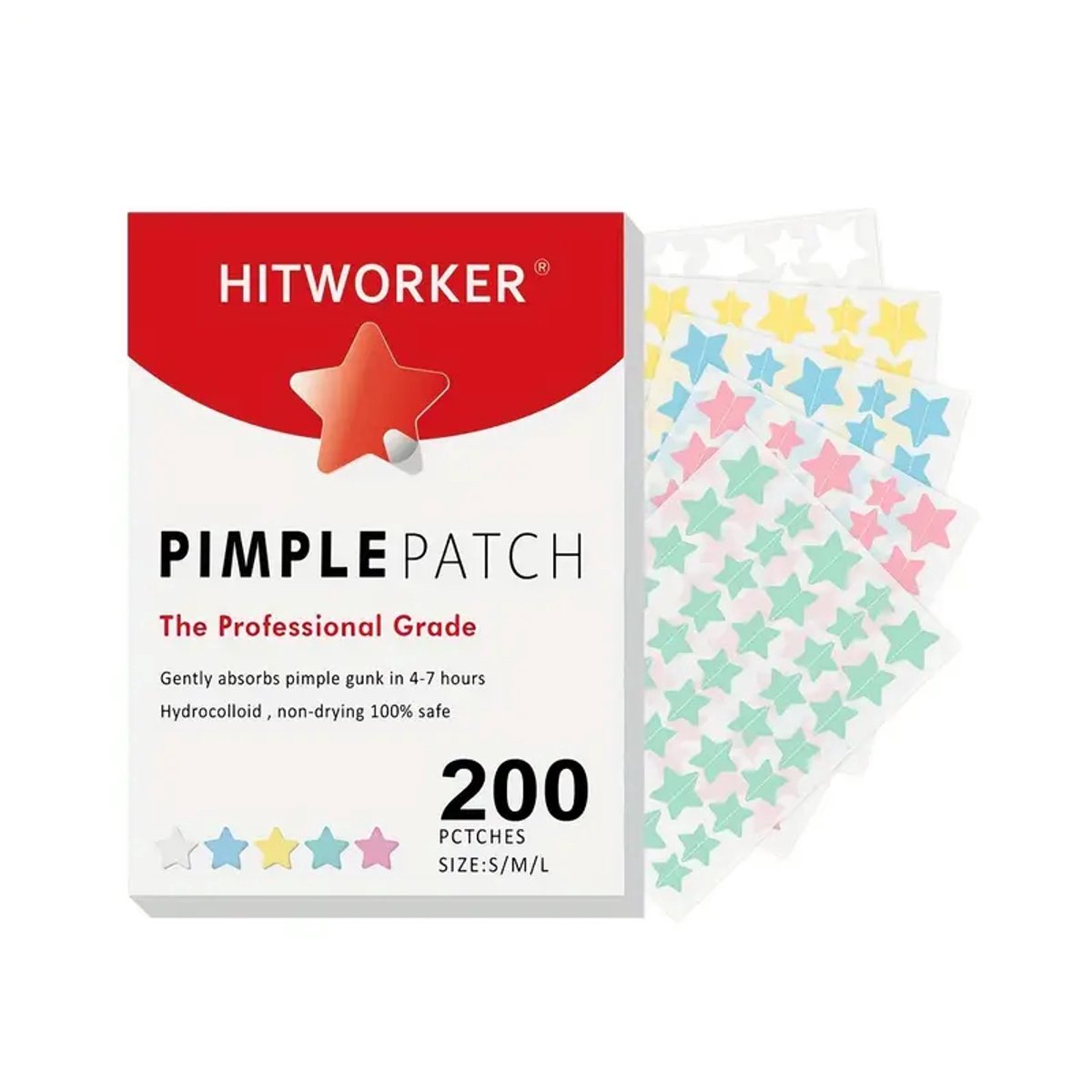 Puisten stickers 200 Stuks/doos Puistpleister, Acne Cover Pleister, Stervormige Puistpleister