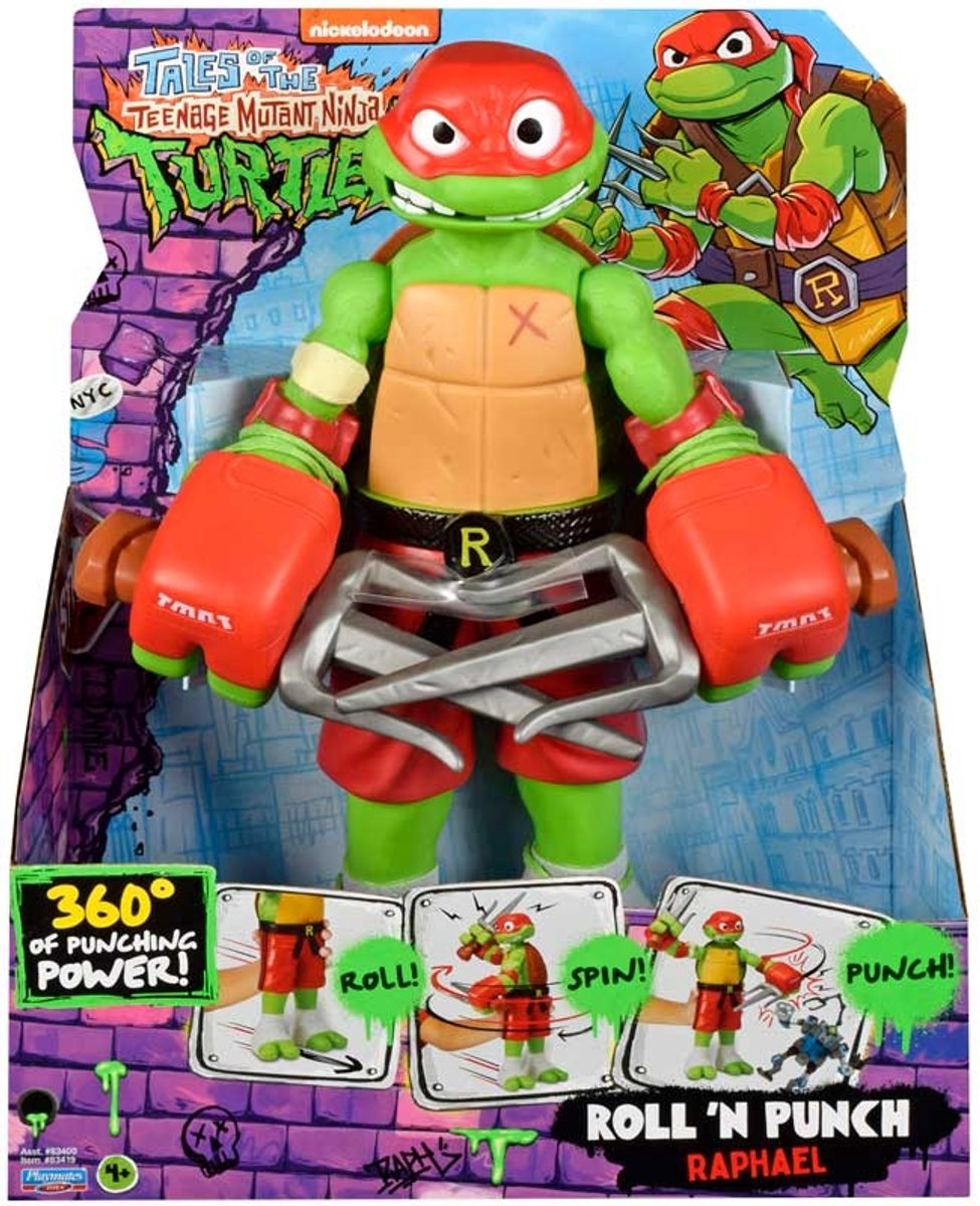 Playmates speelgoed TALES OF THE TMNT GIANT ROLL N PUNCH - RAPHAEL actiefiguur.