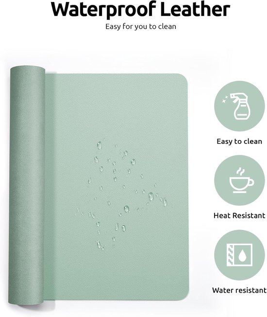 Tapis De Bureau En Cuir PU Antidérapant 40x60cm Blanc - Sous-Main Imperméable