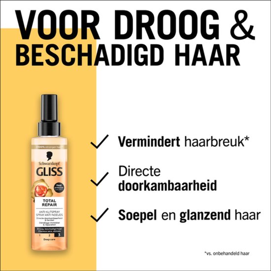 Gliss Kur Anti-Klit Spray Total Repair - Voordeelverpakking 12 x 200 ml van Merkloos — afbeelding 3