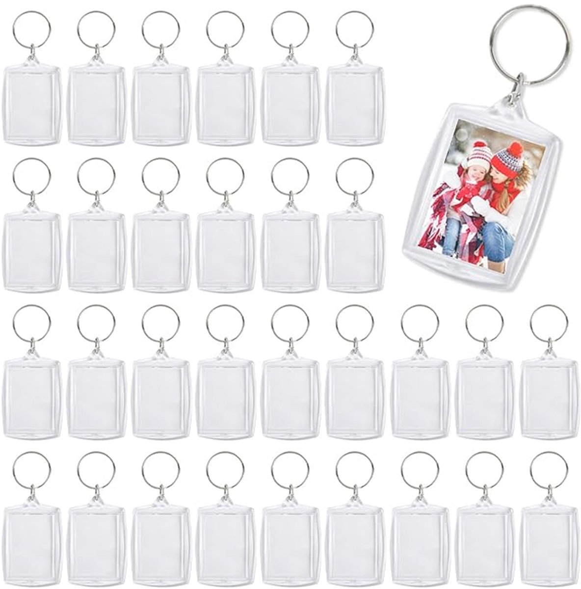 OUYLAF Sleutelhanger - Foto sleutelhangers - DIY sleutelhangers - 30 Stuk - geluksbrenger - Acryl sleutelhanger - Kleine Fotolijsten Voor Familie en Geschenk