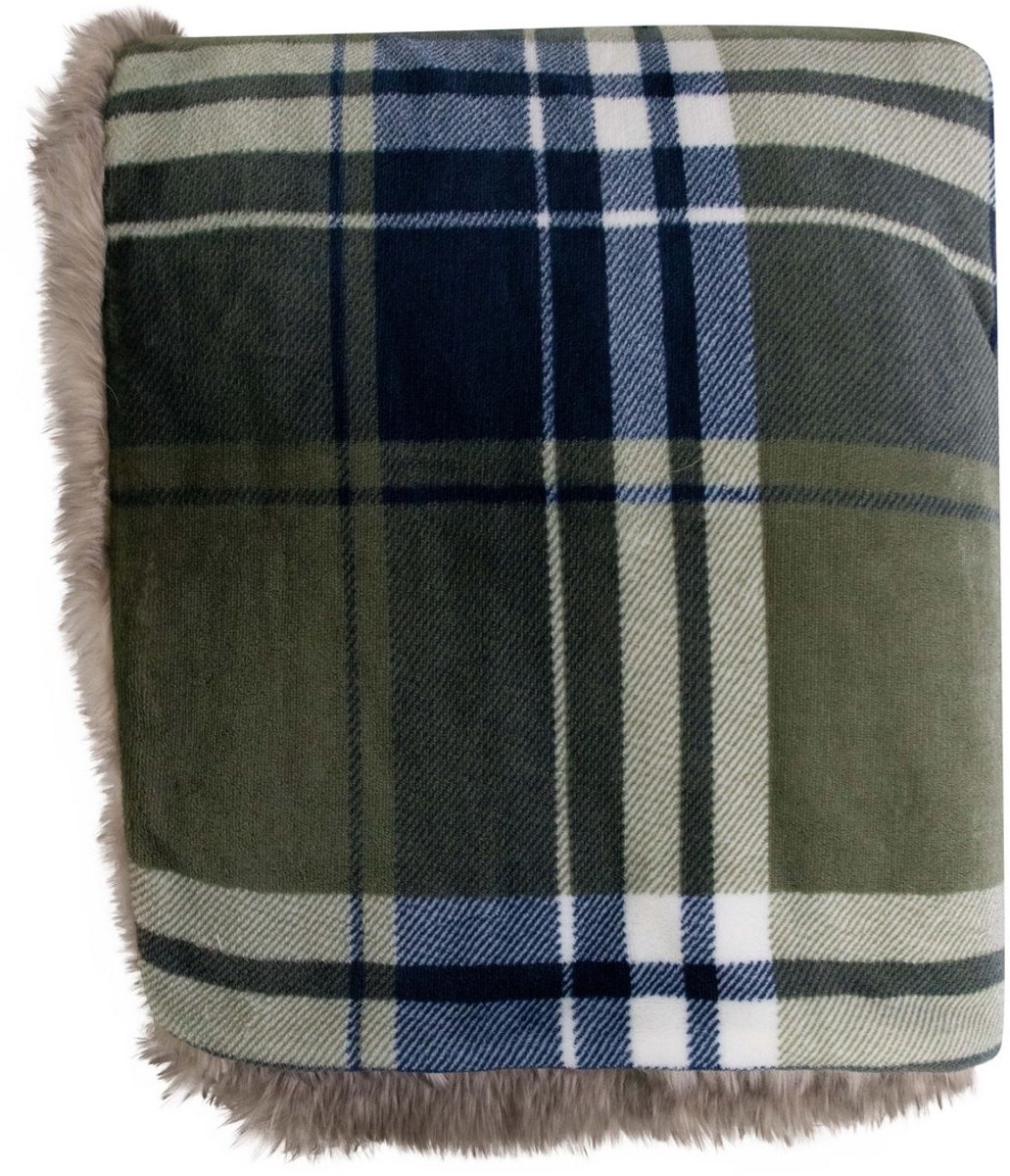 Mars & More Plaid ruit faux fur groen 130x170cm