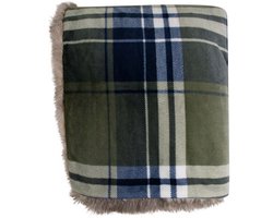 Plaid ruit faux fur groen 130x170cm