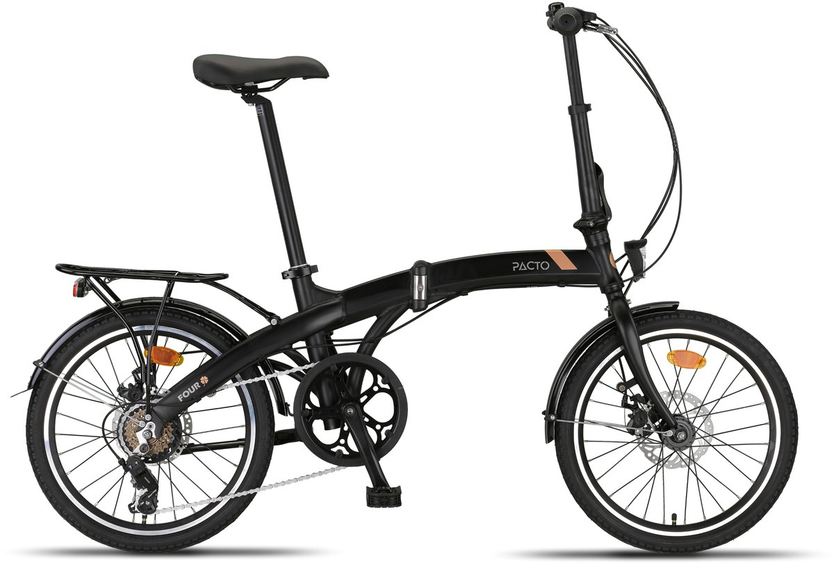 Pacto Four S Vouwfiets Zwart 6v Plooifiets Aluminium Schijfrem Disc Shimano
