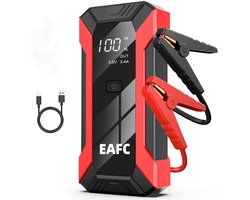 EAFC 12V Jumpstarter voor Auto – 1200A / 10000 mAh – 4-in-1 starthulp draagbare noodstartlader benzine auto powerbank booster accu startapparaat– Rood - Sinterklaas cadeau auto