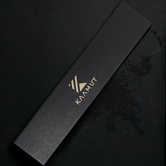 Couteau de chef japonais professionnel Nakiri KAAMUT® - 18 cm - Acier Damas 67 couches, tranchant comme un rasoir et durable - Manche en époxy bleu saphir et chêne - Coffret cadeau de Luxe