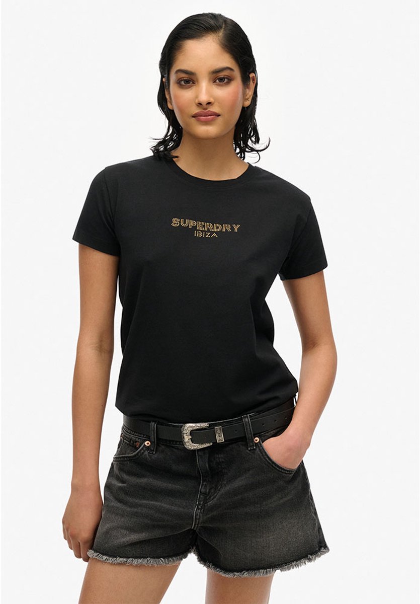 Superdry Aansluitend Sport Luxe T-shirt Dames T-shirts Zwart