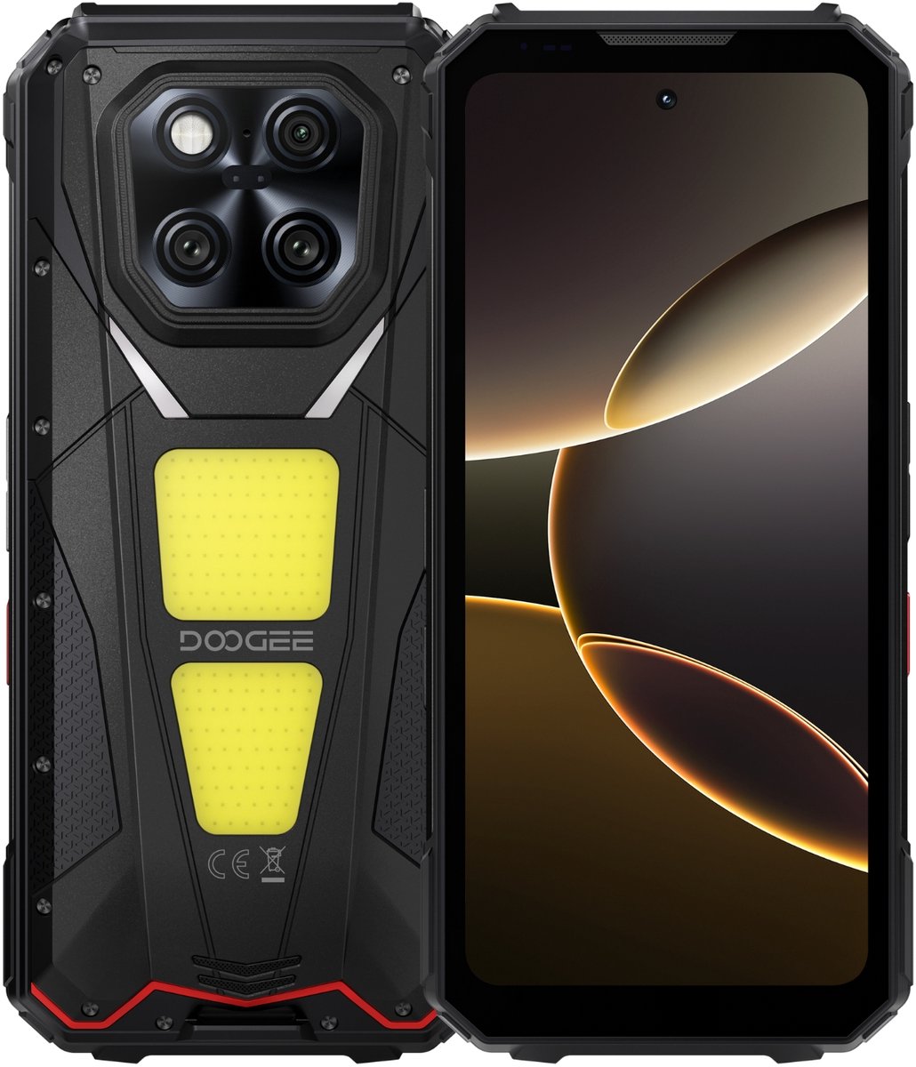 Rugged smartphone met ingebouwde projector – 5G Android 15, 36GB RAM, 512GB opslag, 20500mAh accu, 200MP camera – DOOGEE V Max Play VIP Zwart