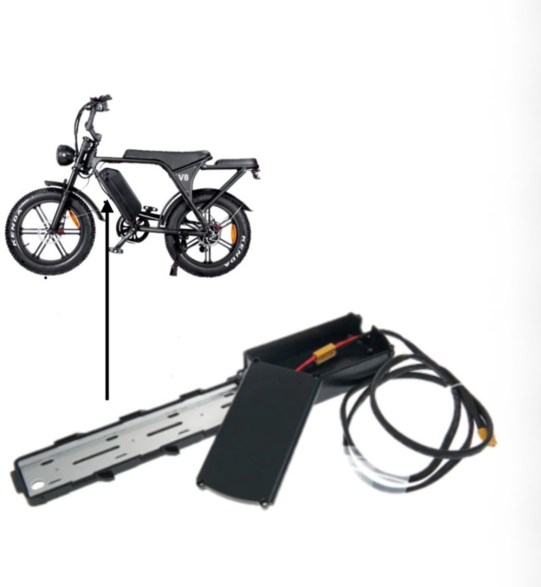 Stepgo Accuhouder elektrische fiets - voor Ouxi fat bikes - inclusief Airtag houder