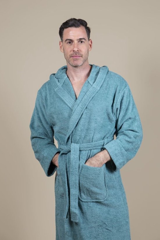 Cozylion Luxe Badjas Dames & Heren Capuchon - Sauna badjas - Ochtendjas dames & heren - Groen - Badstof - Wellness badjas