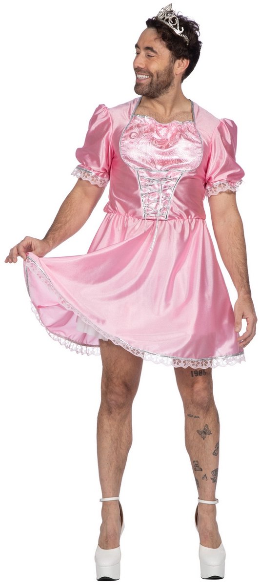 Wilbers & Wilbers Prinsessen Jurk Voor Mannen - Roze - Vrijgezellen Feest - Carnaval - Maat XL