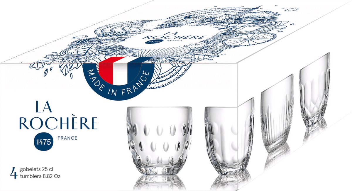 La Rochère - Troquet - Set van 4 glazen - 23 cl - Verpakt in doos