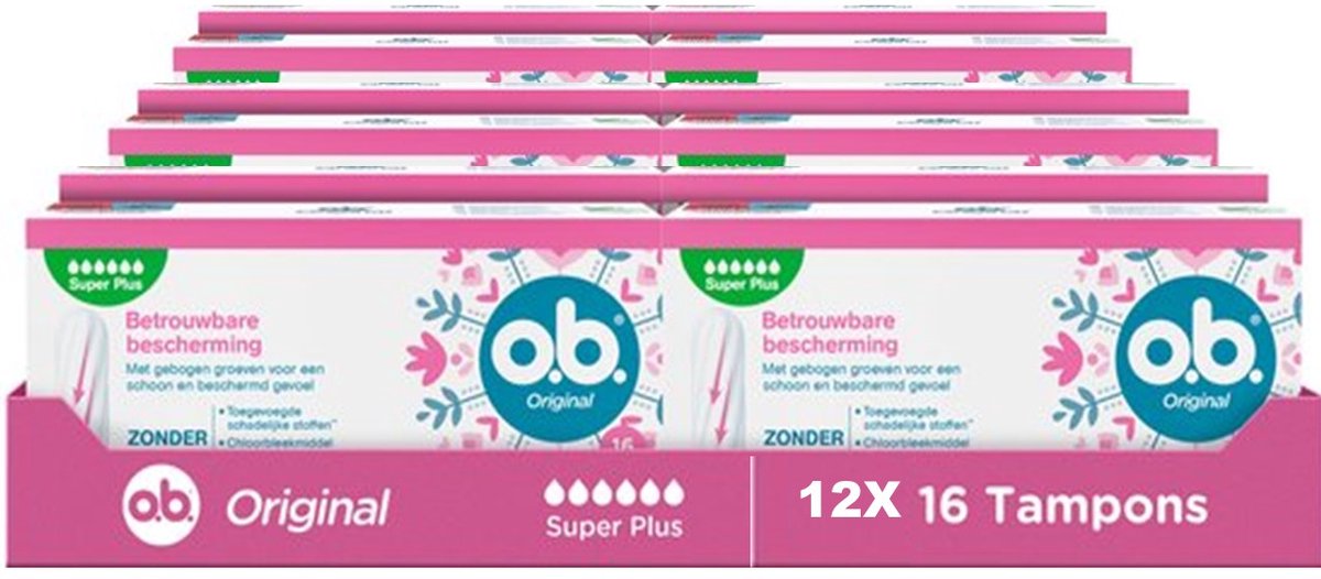 o.b. Original - Super Plus Tampons - 12 x 16 Stuks - Voordeelverpakking