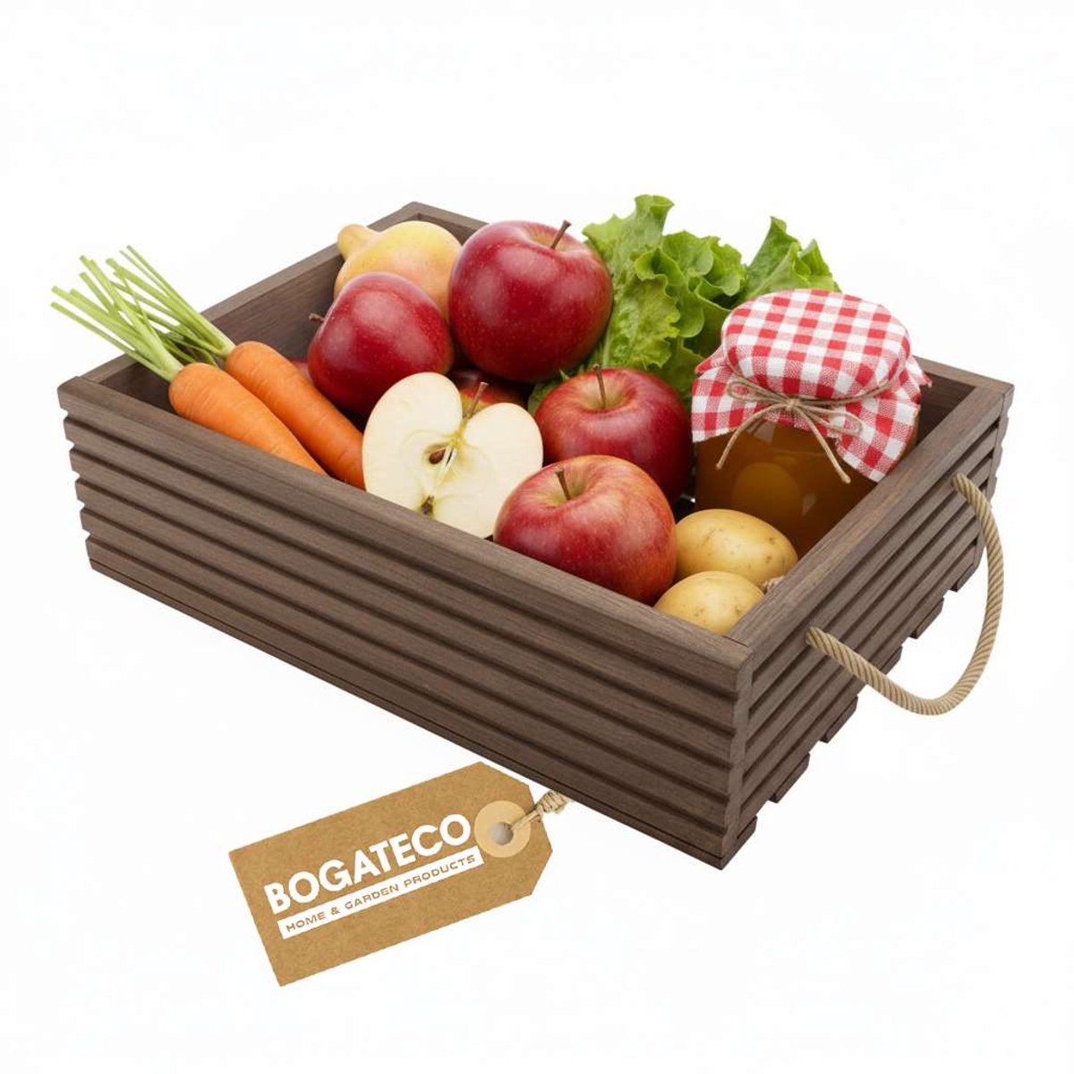 BOGATECO Houten kist Natuur 50x35x14,5 cm Houten kist Decoratie Houten doos Fruitkist Groentekist Houten kist voor opslag Opbergdoos Kist Hout Cadeau Decoratie Wijnkist DONKERBRUIN