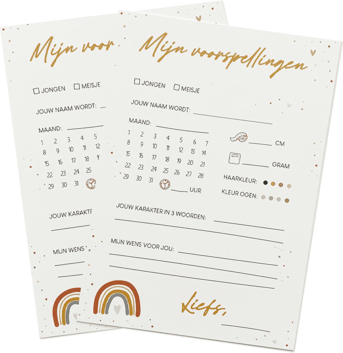 My Little Buddha - Babyshower Invulkaarten - 20 stuks - Voorspellingen voor jongens en meisjes - Met regenboog