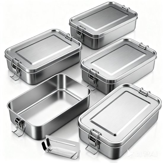 TTLUOKER® 304 RVS Vershoudbakjes Set 5-delig - Lunchbox - Luchtdichte & Lekvrije Meal Prep Bakjes - Vriezer- Vaatwasmachinebestendig - BPA-Vrij