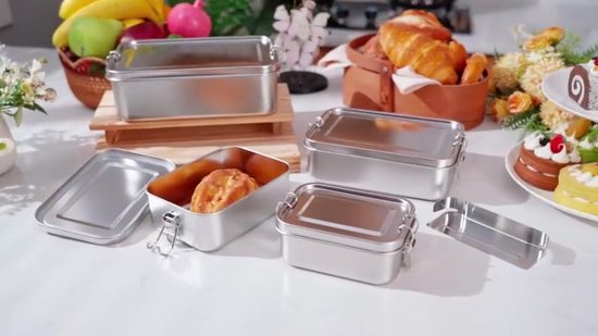 Set de 7 Boîtes de conservation TTLUOKER® en acier inoxydable 304 - Boîte à lunch - Boîtes hermétiques et anti-fuites Prep des repas - Compatible congélateur et lave-vaisselle - Sans BPA