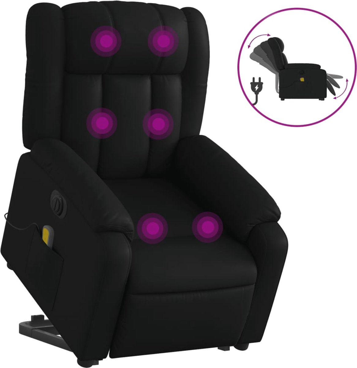 vidaXL Sta-op-massagestoel - elektrisch - kunstleer - zwart