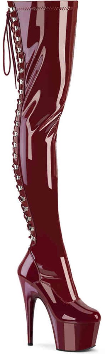 Pleaser ADORE-3063 Plateau overknee Laarzen 42 Shoes Bordeaux rood