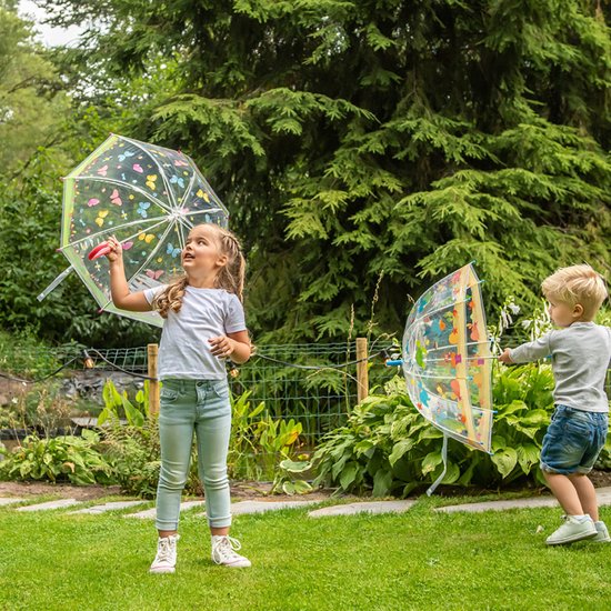 Esschert Design Paraplu voor kinderen - transparant - jungle thema - Dia 70 cm - automatisch
