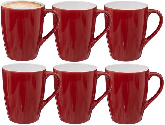 Tasses à café 5Five Colorama - 6 pièces - Céramique - rouge - 380 ml - 9 x 11 cm