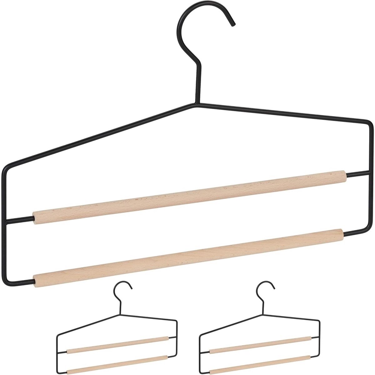 EXCITAT Broekhanger - voor meerdere broeken - ruimtebesparend - antislip - zwart - set van 3