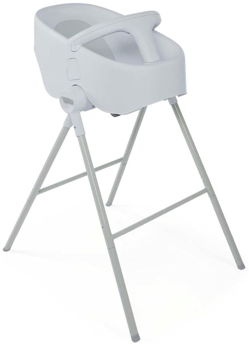 Thuys – Baby Badje Met Standaard – Inklapbaar Bad – Met Badzitje – Van 0 – 12 maanden – 55 x 70 x 107cm – Grijs