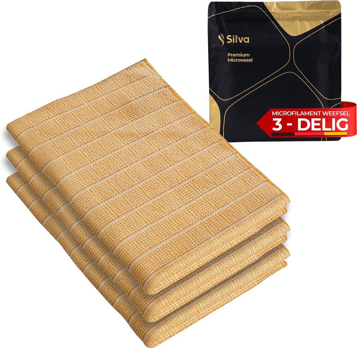 Silva Microvezel Vaatdoekjes - Schoonmaakdoekjes - Theedoek - 3 Stuks
