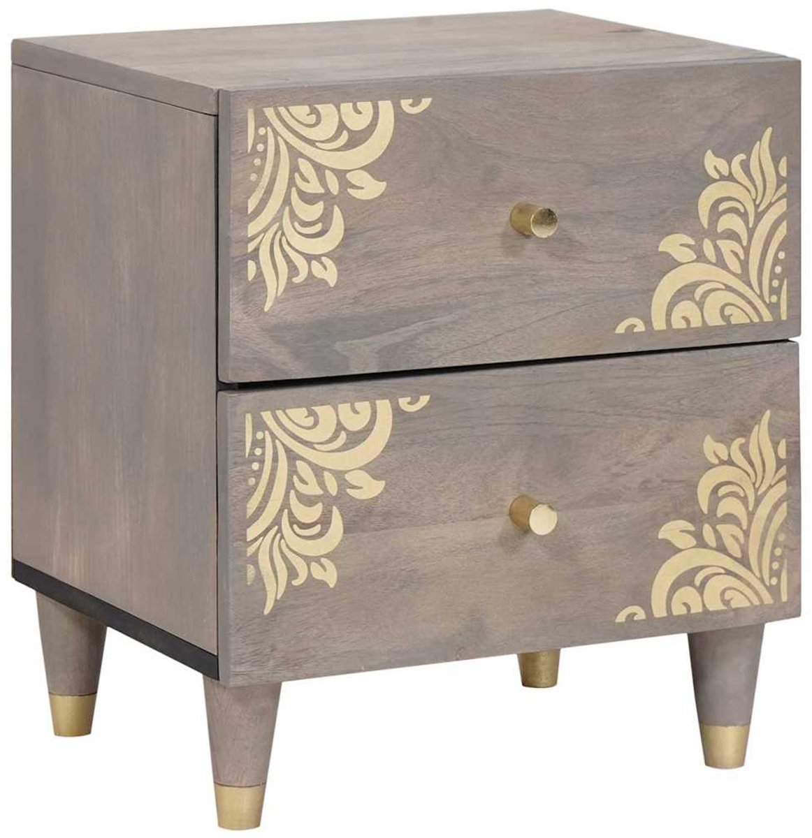 vidaXL Nachtkastje - Grijs - 40 - x - 33 - x - 46 - cm - Massief - Mango - Hout