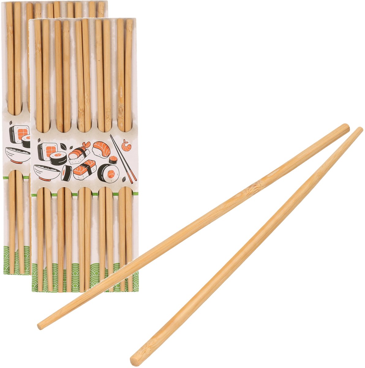 Concorde Sushi eetstokjes - 10x setjes - bamboe hout - 24 cm - Aziatische eetstokjes