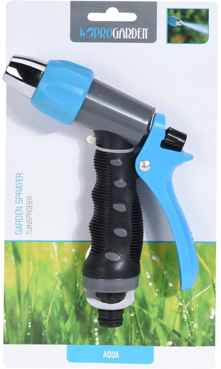 Pro Garden Tuinslang water geven sproeikop - zwart/blauw - regelbaar - kunststof – foto 2