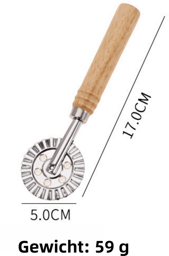 Winter Shore Ravioli Pasta Snijder en Stans Set [3 Pak] - Houten Handvatten, Gevormde Randen - Roestbestendig Zinken Materiaal, Eiken Handvat - Rolwiel en Stempels voor Dumplings, Lasagne, Pierogi