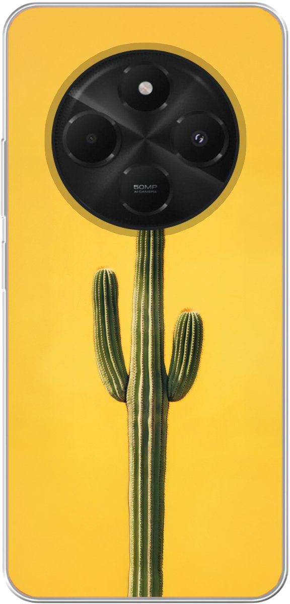 Telefoonhoesje Geschikt voor Xiaomi Geschikt voor Poco C75 (5G) hoesje - Cactus - Groen - Minimalistisch - Siliconen Telefoonhoesje Telefoonhoesje
