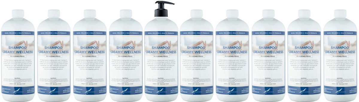 Shampoo Creamy Wellness - 1 liter - 10 Stuks - met pomp - Voordeelverpakking - Haarverzorging