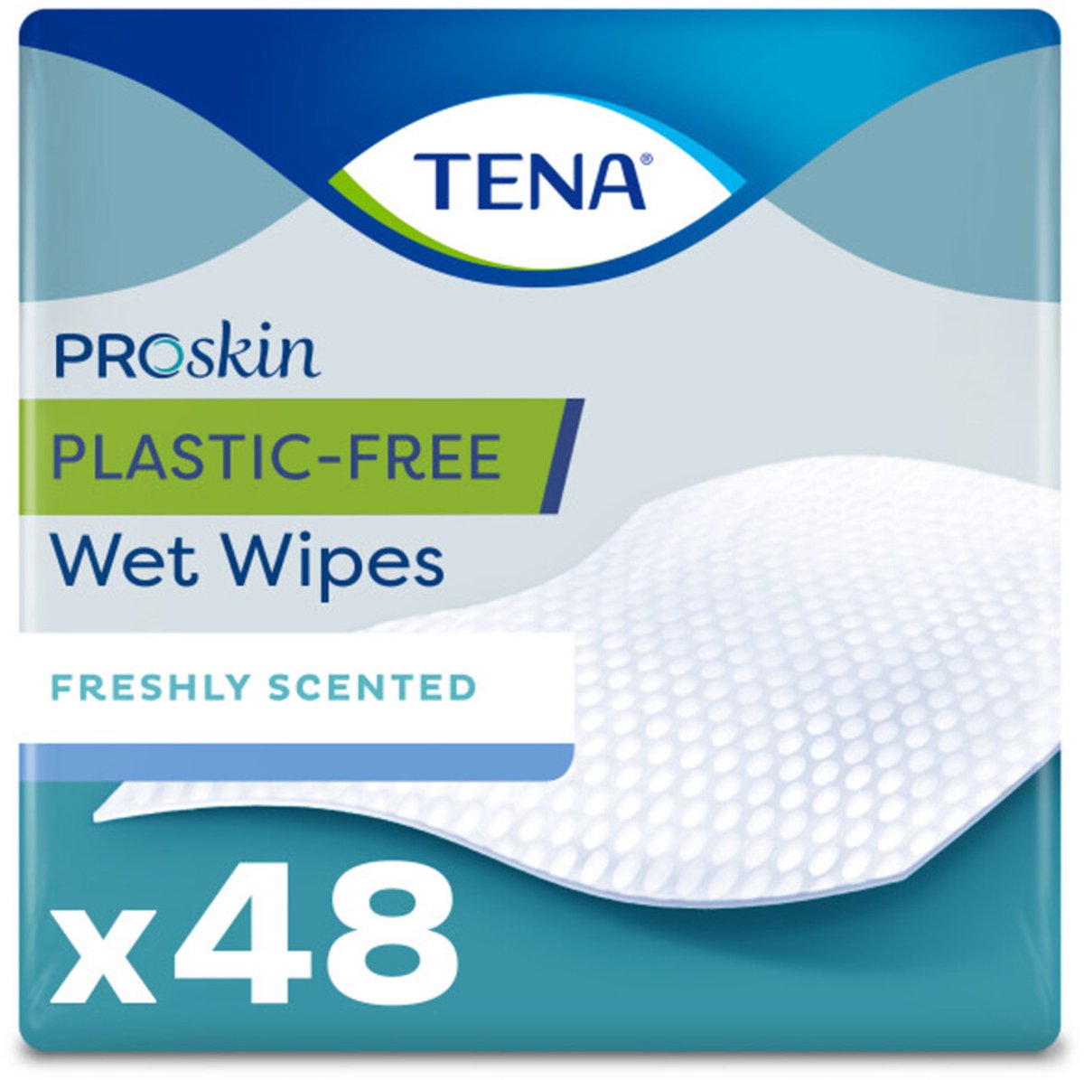 TENA - Proskin Wet Wipes Plastic Free 32 x 20 cm - 3 x 48 stuks - Voordeelverpakking