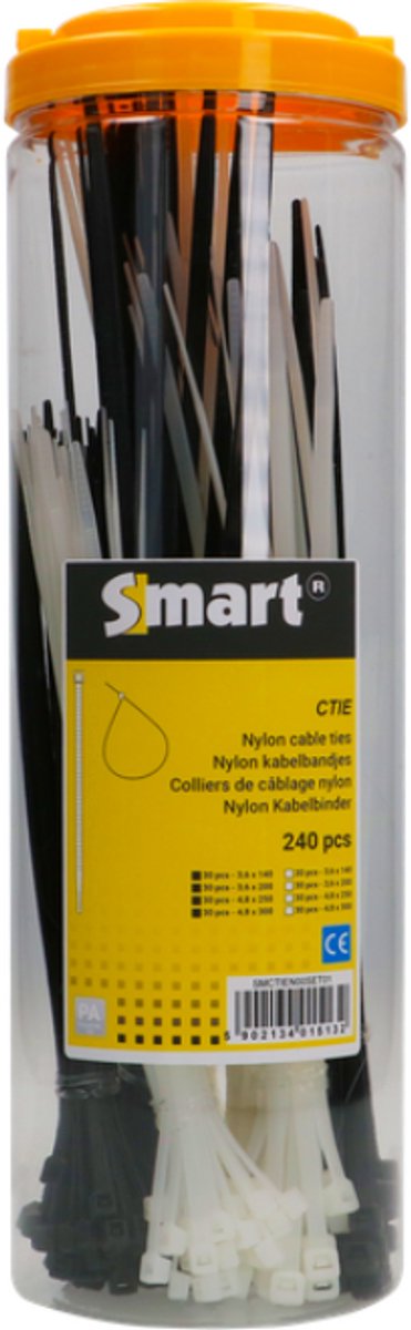 Tyraps Kabelband Set – Zwart & Wit, 240 stuks